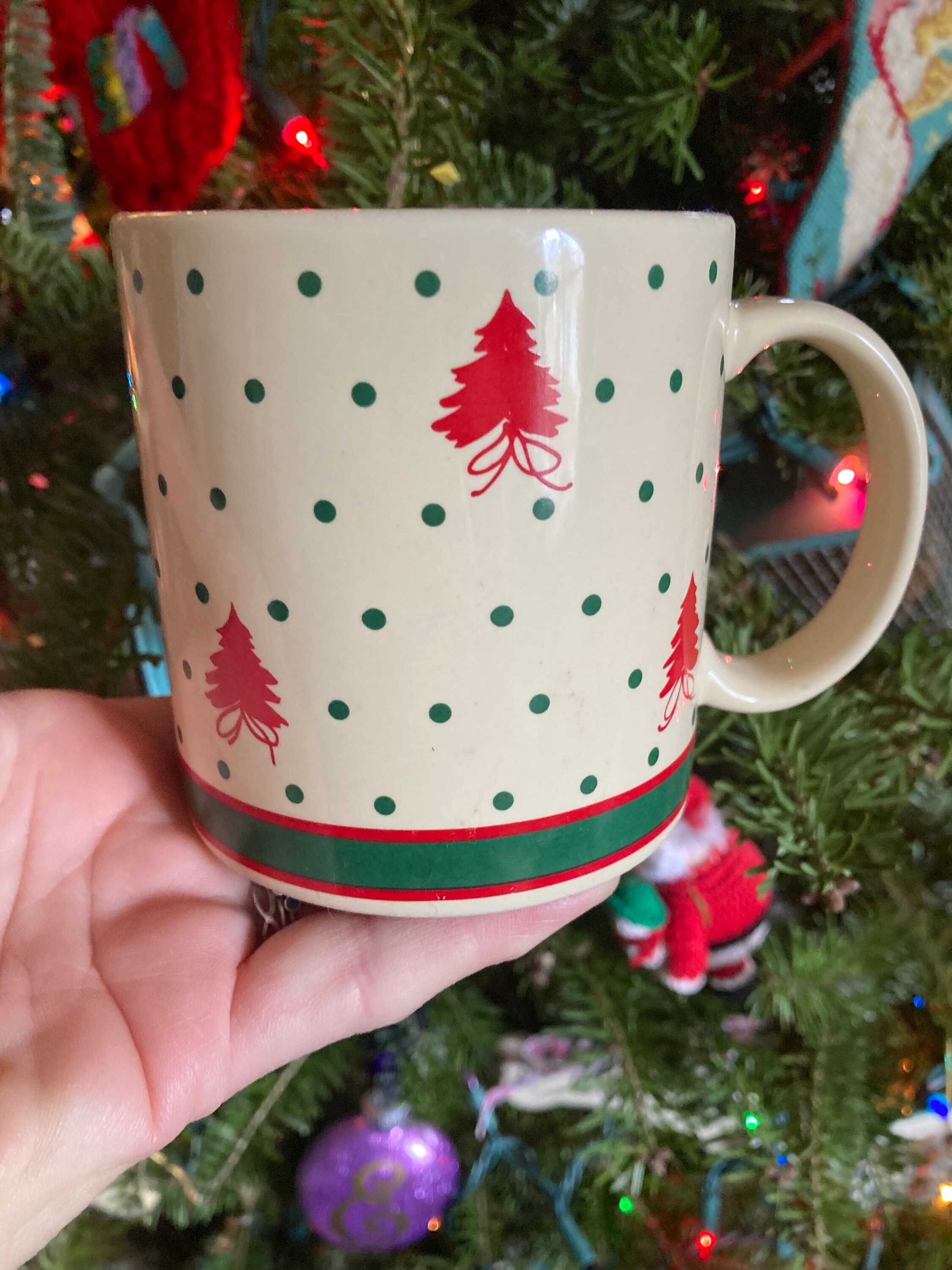 Mug Christmas Tree Polka Dots Potpourri Press Greensboro NC Made in