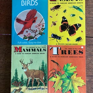 Vintage Golden Guides - Pocket Book Birds 1987 Insects 1956 Mammals 1955 Trees 1956 Reference Books A Golden Nature Guide You Choose