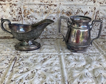 Vintage Silverplate Serving Pieces Loving Cup Gravy Boat Meriden Co. Quardruple Plate 1800