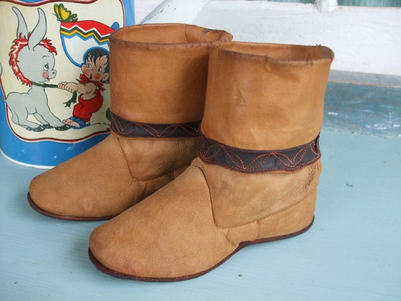 Boots Leather Child's Leather Cowboy Boots 1930s 1