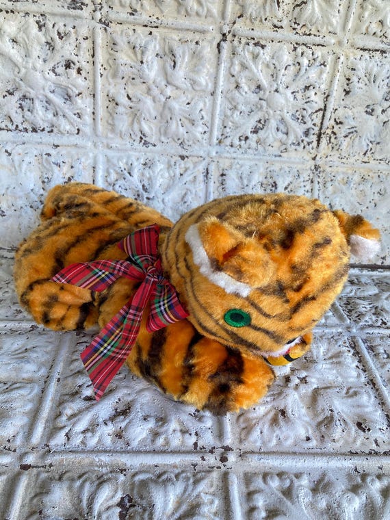 Vintage Tiger Stuffie Stuffed Animal Orange With Black Stripes