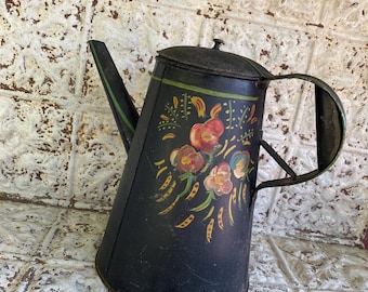 Vintage Toleware Coffeepot Colonial Revival Hearth Decor Semiquincentennial America250