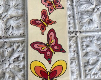 Vintage Decals Butterflies Meyercord Yellow Red Pink Orange Windows Jars Glass 1970s
