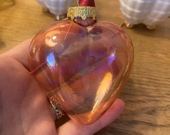 Vintage Christmas Ornaments Victoriana Mauve Glass Hearts 1 or Set of 3 Choice