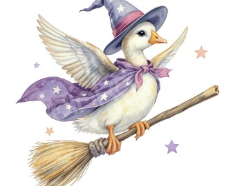 Silly Goose Halloween Png, Goose Png, Halloween Goose Sublimation Png, Goose on a Broom Png