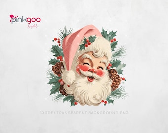 Cara de Papá Noel navideña vintage PNG