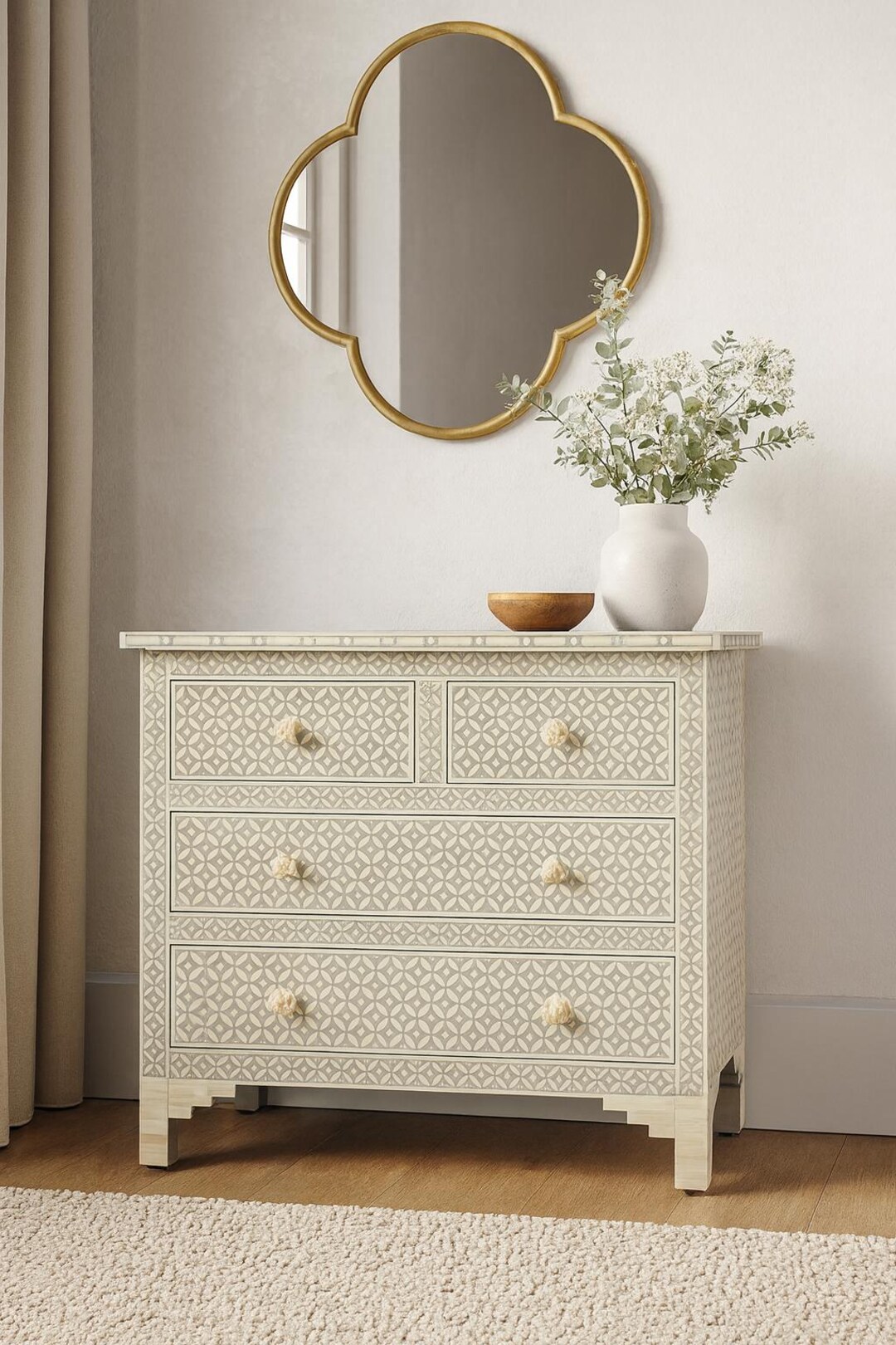 sachin and babi light blue dress Costway 4 Drawer Grey Fabric Dresser with Metal Frame