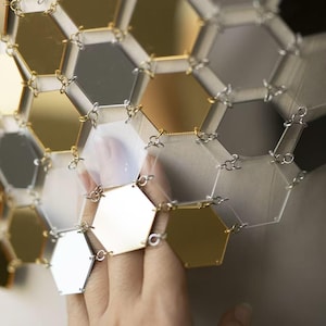 Hard Acrylic Hexagon Mirror Tiles for Jewelry, Mosaic, Phone Case
