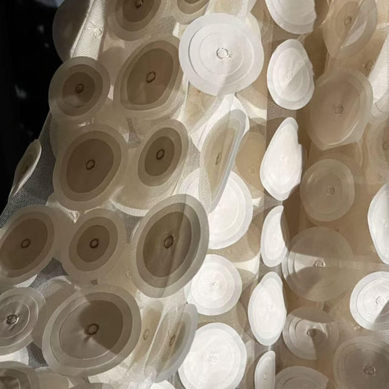 Hand-applied 3D Texture Tulle, Floating Discs Sheer Fabric for Wearable ...