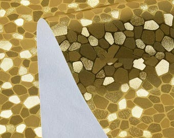 Iridescent Silver Gold Cubist PVC Leather - 3D Geometric Texture Fabric for Stage Costume