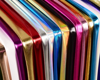 Ultra Thin Gold Silver PU Leather - Stretch Metallic Fabric for Decor, Stage Costumes & Dancewear
