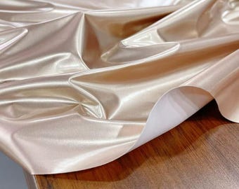 Rose Gold Mirror PU Leather - High Elastic Reflective Waterproof Soft Fashion Fabric