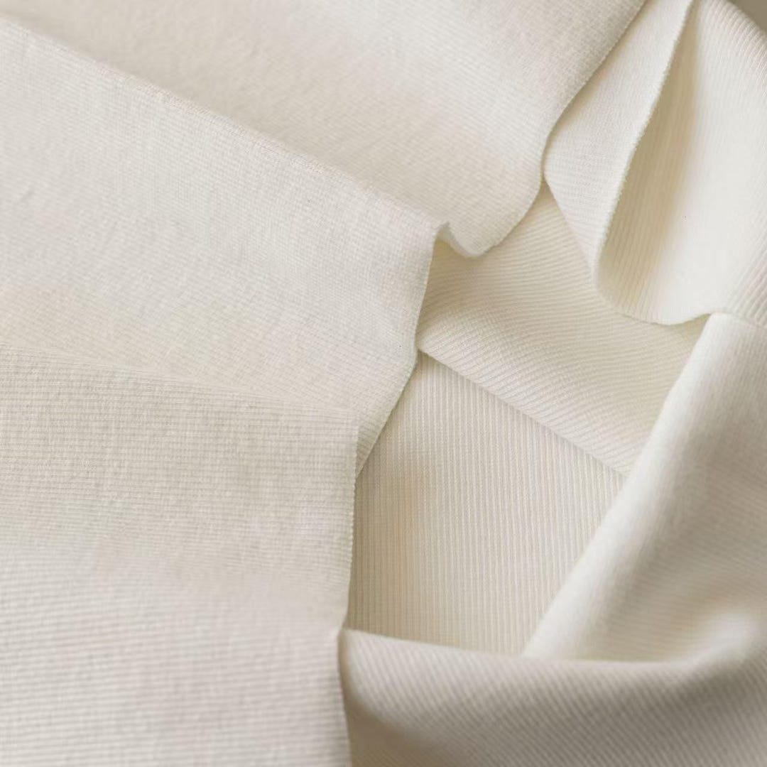 Grogram Cloth Organic Cotton Rib Knit Fabric, Unbleached Natural Stretch Textile ...
