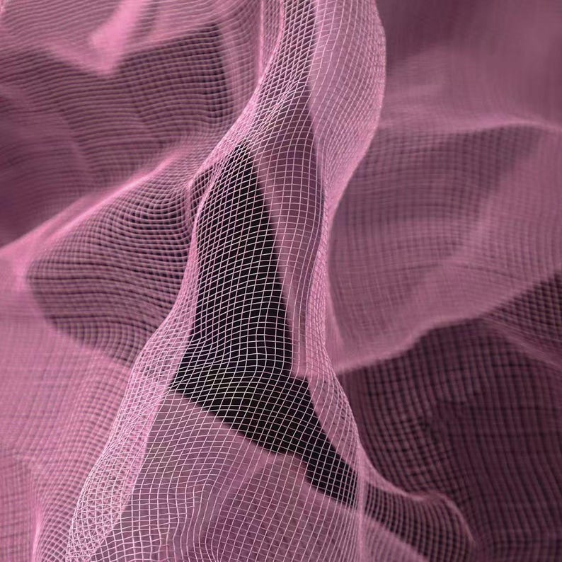 Cloud Mist Rigid Sculptural Mesh, Wire-Frame Shapeable Fabric for Futuristic Fashion & Dimensional Cutting Art pink