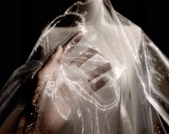 Crystal Sheer Organdy - Glass Veil Tulle for Bridal Gowns and Veils, 148cm Wide
