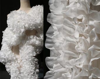 12-Layer 3D Ruffle Lace Fabric, Handmade DIY Frill Trim, Floral Bouquet Wrapping Decoration