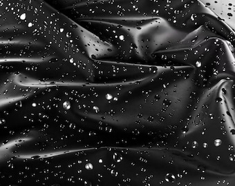 Black 3D Waterdrop PU Leather - Waterproof Soft Textured Vegan Leather for Avant-Garde Fashion, Techwear