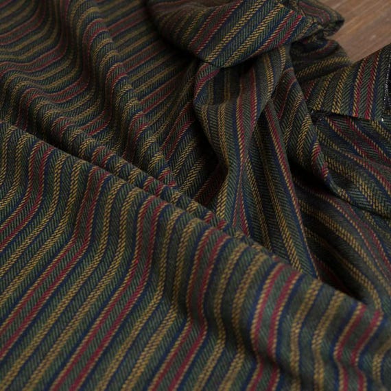 Vintage Stripe Wool Blend Fabric, Soft Touch, By the Yard for Jackets