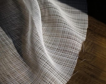 Linen Cotton Blend Fabric - Bleached White Open Weave Textile for Hanfu & Vintage Dresses