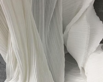 Pearl Chiffon Pleated Fabric, Double-Pleated Textured Sheer for Modern Gowns, Elegant Dresses