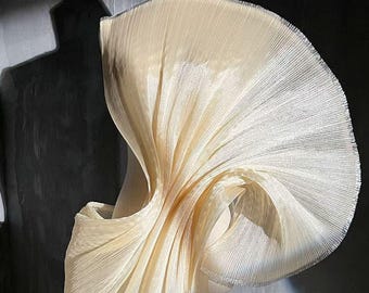 Pearlized Stiff Pleated Organza - Crisp Sculpting Fabric for Architectural Bridal Gowns