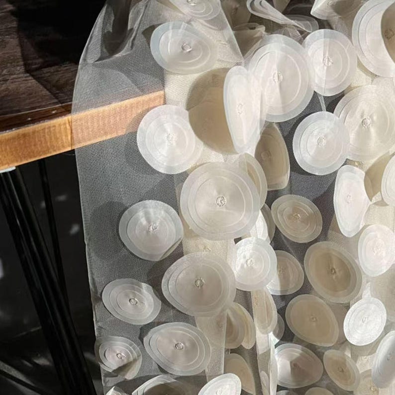 Hand-applied 3D Texture Tulle, Floating Discs Sheer Fabric for Wearable ...