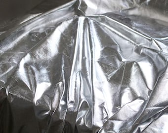 Liquid Silver Mirror TPU, 4-Way Stretch Metallic Fabric for Avant-Garde Fashion & Kinetic Sculpture