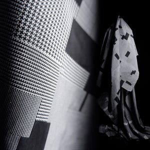Patchwork plaid onregelmatige jacquard garengeverfde stof – zwart wit geruit medium-licht geen stretch voor creatief ontwerp