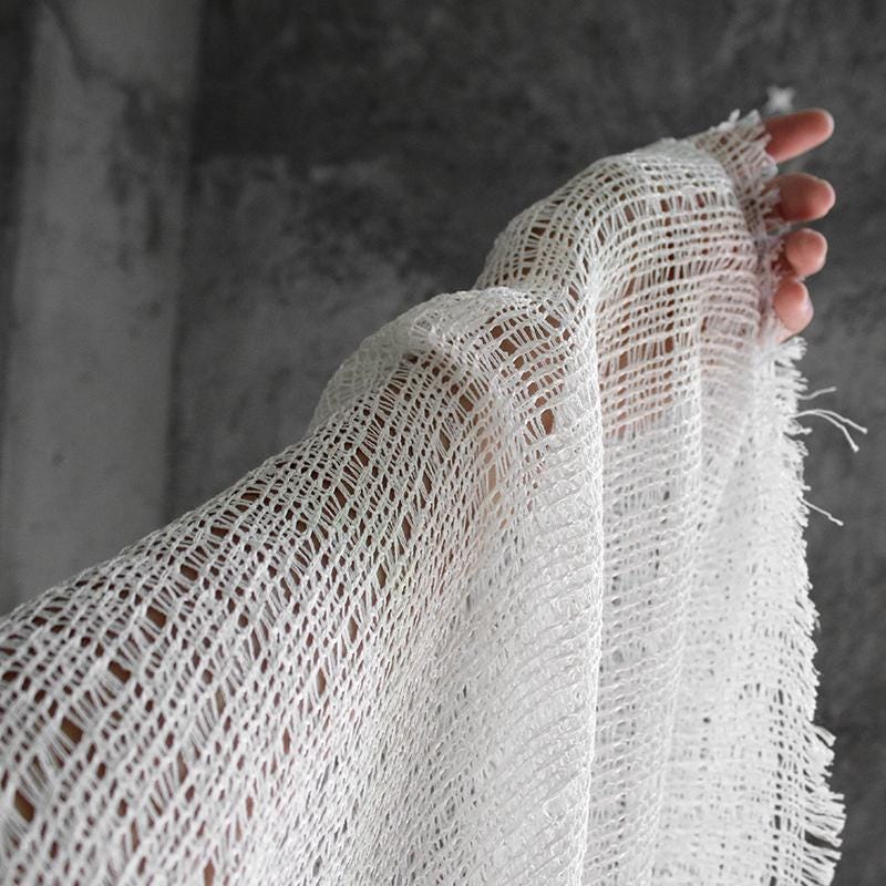 Linen Gauze Openwork Fabric, Natural Beige Textured Cloth for Airy ...