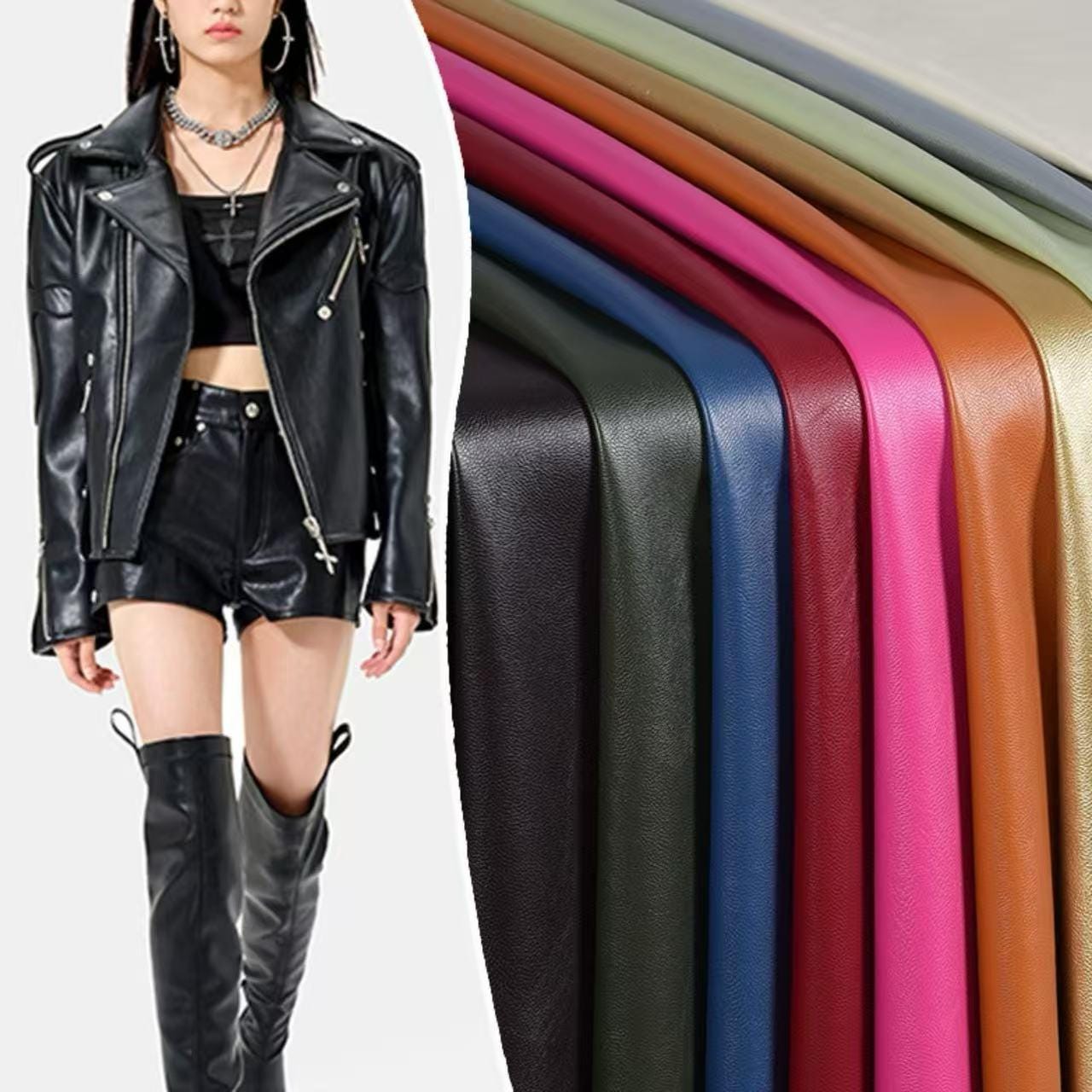 タイムセール【値札無し未使用】Soft Edge Leather Blouson Soft Matte PU Leather - Lambskin-like Vegan Leather for Moto