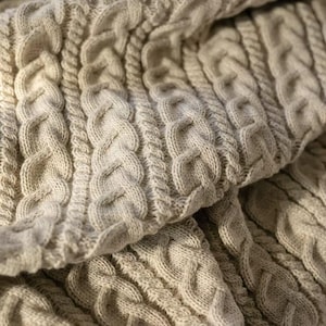 Grovt Aran-kabelstickat tyg, tjockt garn till kappa DIY, metervara