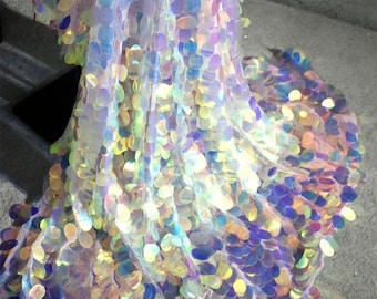 Iridescent Scale Sequin Fabric - Gradient Holographic Textile for Statement Fashion
