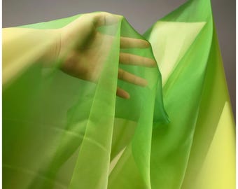 Yellow Green Chiffon Chiffon, Transparent Organic Fabric, Dress