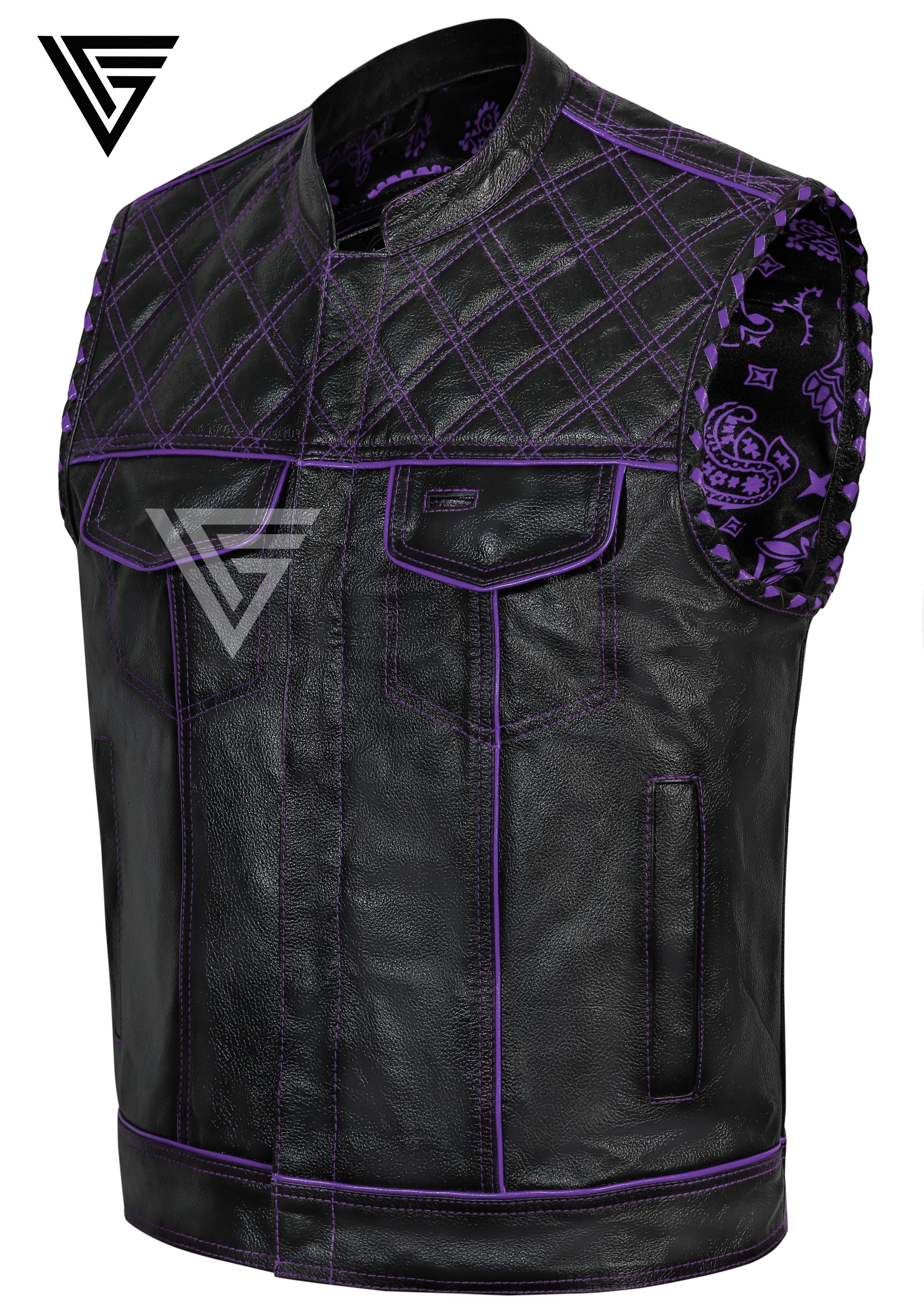Handmade Diamond Quilted Leather Biker Vest – Motorcycle Club 