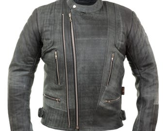 Small Vintage 60s Glen Laine Bainton Grey Leather Moto Motorcycle