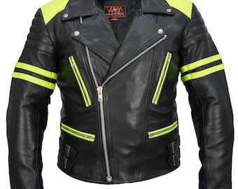 Chaqueta de cuero estilo motero para hombre, varias tallas - 313