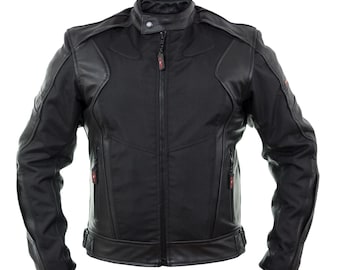 Chaqueta de cuero suave para motociclista con protección tipo armadura