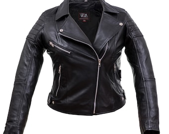 Chaqueta de cuero para mujer estilo motera / Chaqueta de moto con protección Infinity Armor-235