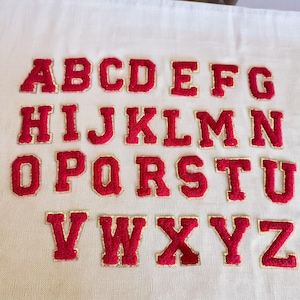 Chenille Gold Glitter Letter, Chenille Letter Patches, Chenille letter iron-on patch, Iron On Letter Patch, DIY Name Alphabet Patch, Patches