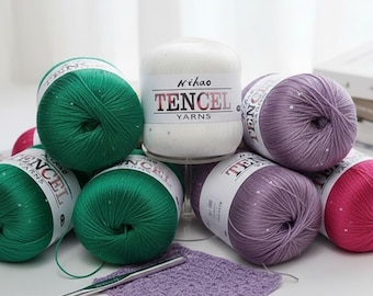 Tencel Sequin Lace Yarn, Silky-Soft Baby Knitting Thread