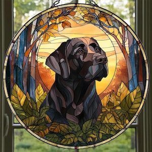 Black Lab Glass Suncatcher for Decor, Labrador Retriever Gift, Dog Suncatcher, Black Lab Decor, Memorial Dog, Pet Lover Gift