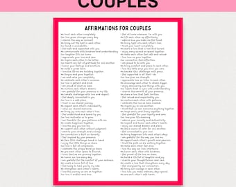 Affirmations for Couples, Positive Affirmations, Love Affirmations, Words of Affirmations, Love Notes, Gift for Couples, Couples Journal