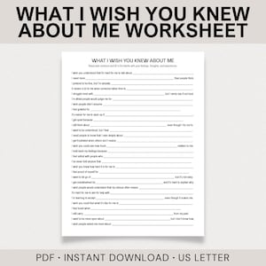 Werkblad Wat ik wou dat je over mij wist, Alles over mij, Leer mij kennen, Innerlijk Kind Healing, Zelfbewustzijn, Tienertherapie, Gezinstherapie