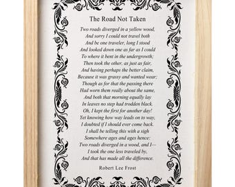 The Road Not Taken by Robert Frost Poem, Poetry Wall Art, Literary Wall Decor, Inspirational Poem, Classroom Decor, Graduation Gift