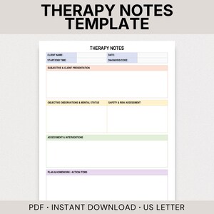 Therapy Notes Template, Therapy Session Notes, Progress Notes Template, Clinical Notes Template, Therapist Documentation, Therapy Forms
