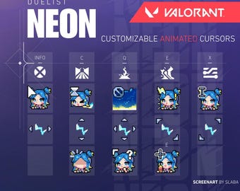 Valorant Neon Animated Cursor Set – Custom Pixel Art Mouse Pointer Download for Windows