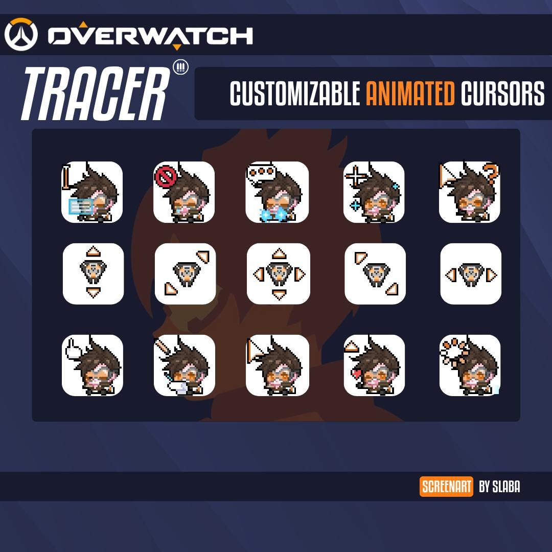 Overwatch Tracer Cursor – Custom Pixel Art Animated Mouse Pointer Set ...