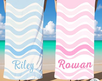 Personalized Groovy Striped Beach Towel,Birthday Party Gift,Swimming Club Towel,Colorful Bride Gifts,Kids Pool Towels,Summer Vacation Gift