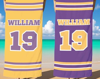Personalized Sports Team Beach Towel:Custom Name,Retro Design