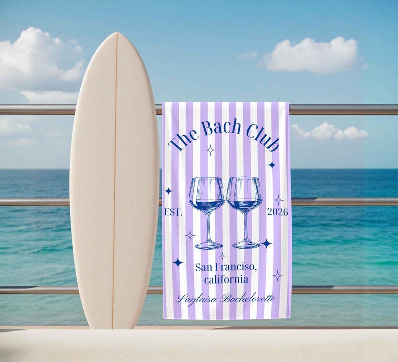 Personalized Bachelorette Beach Towel,Custom Bridesmaid Proposal Gift,Wedding Gift for Bride,Bach Club Towel,Bride Pool Towel image 12